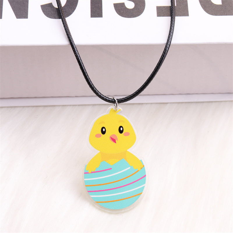 Wholesale Easter White Rabbit Basket Chick Acrylic Necklace